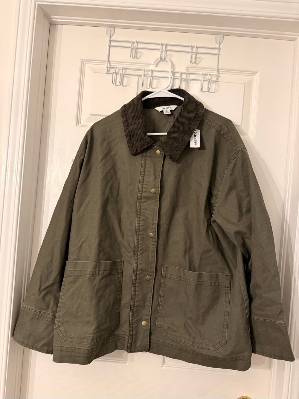 NWT Old Navy Olive Green Utility/Barn Jacket with Corduroy Collar